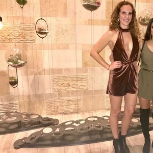 Brown velvet romper sexy cut worn once EUC